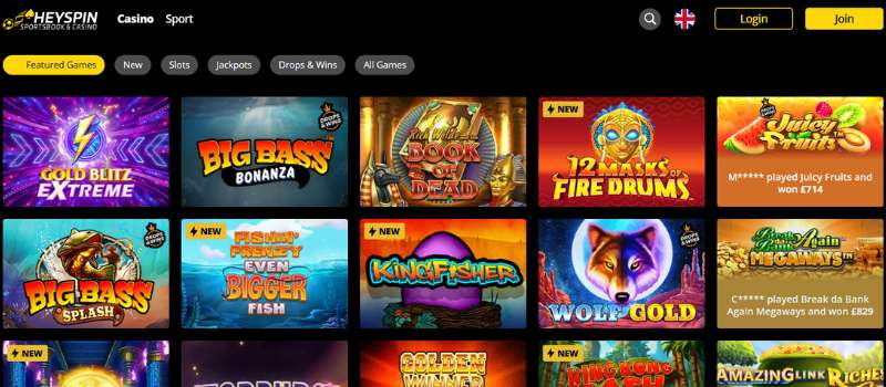 heyspin casino games uk